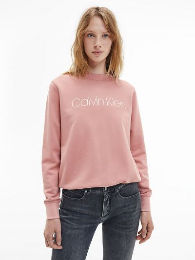 Calvin Klein Ruhák HU545471 | Calvin Klein Organic Cotton Logo Női Pulóver Rózsaszín